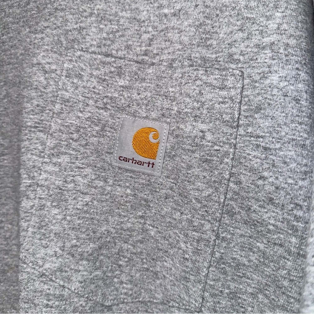 Vintage Carhartt gray TShirt w Chest Pocket Short Sleeve Utility Crewneck - Picture 4 of 5